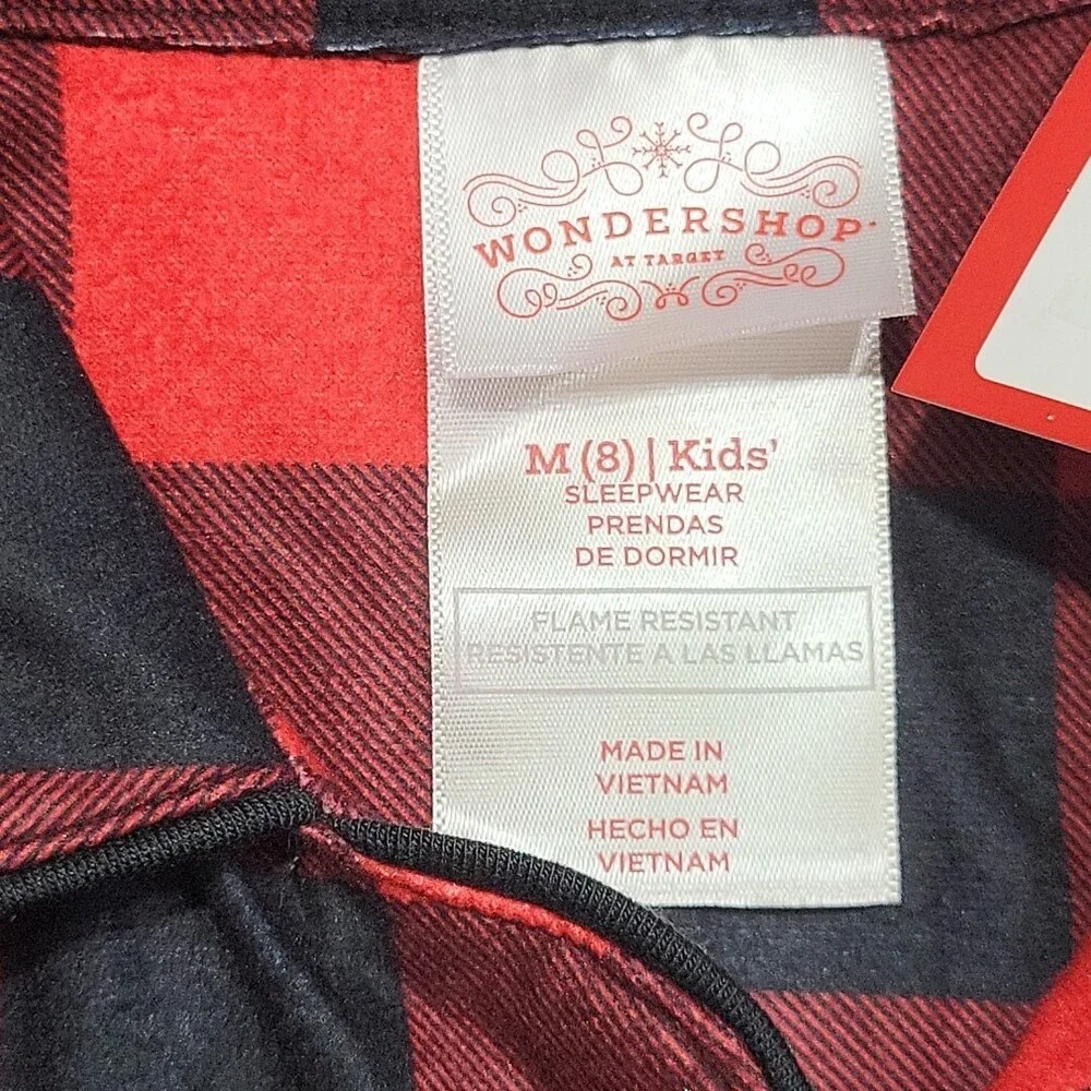 Wondershop Kids' Buffalo Check Pajama Top Medium Size 8 Red Printed Sleepwear